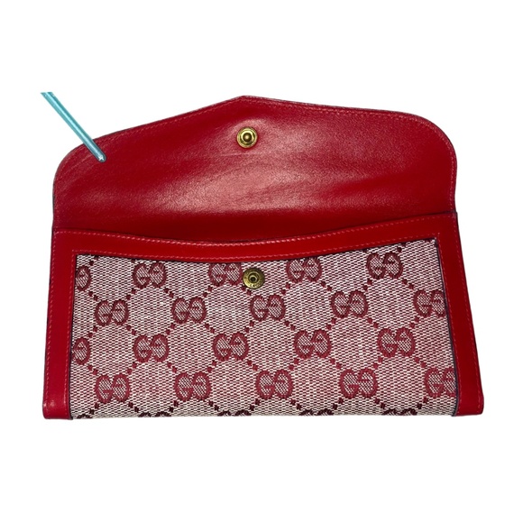 Gucci Vintage 1974 Red GG Signature Canvas + Leather Long Wallet *NIB* - Picture 6 of 9